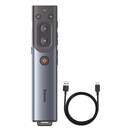 Baseus Orange Dot Multifunctional Remote Control for Presentation, with a red Laser Pointer - Gray von Baseus