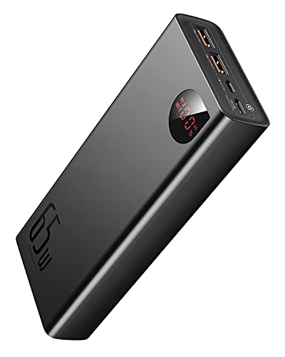 Baseus Power Bank, 65W 20000mAh Powerbank schnelles Aufladen USB C 4-Port PD3.0 Externer Akku für MacBook Dell XPS iPad iPhone 15 14 13 12 Pro Mini Samsung Switch von Baseus