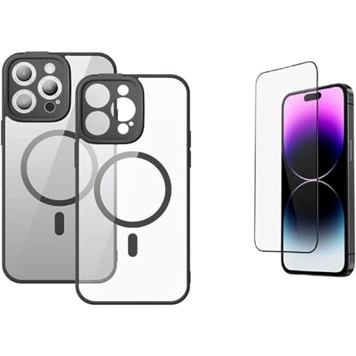 Baseus Rahmen Transparent Magnetische Hülle und Panzerglas Set für iPhone 14 Plus (Schwarz) von Baseus