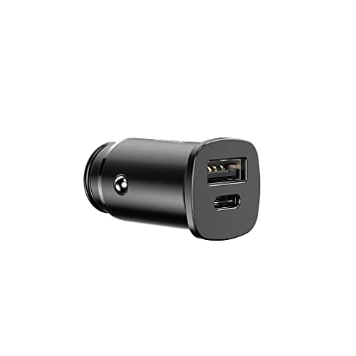 Baseus Square Metal Auto Ladegerät, USB-C KFZ Ladegerät mit PD 3.0 Schnellladung für iPhone 12, iPhone 11, iPad Pro, Quick Charge 4+ für Samsung Galaxy S20, S10 und S9, 30W für Huawei, Schwarz von Baseus