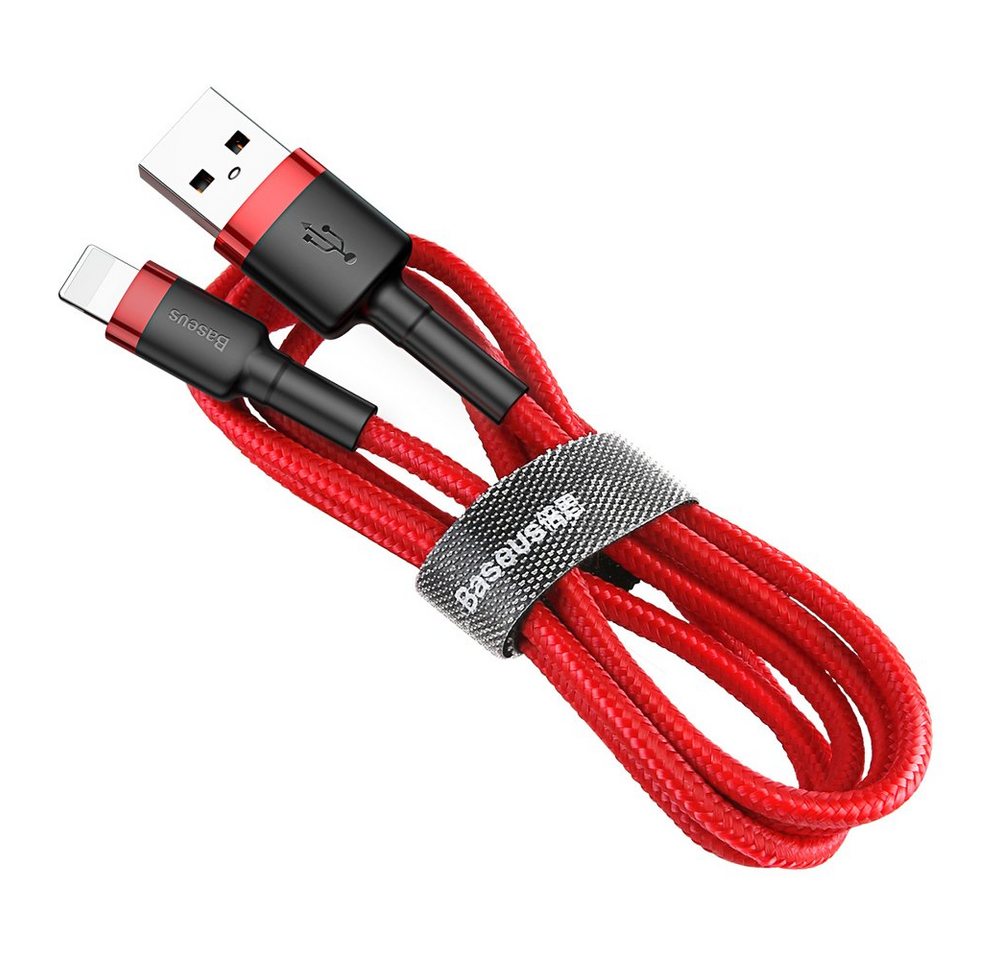 Baseus Strapazierfähiges Nylonkabel USB / Lightning QC3.0 2.4A 1M Rot Smartphone-Kabel, Standard-USB, Lightning (100 cm) von Baseus