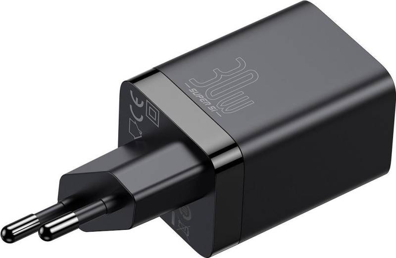 Baseus Super Si Pro Ladegerät USB + USB-C 30W - Schwarz (CCSUPP-E01) von Baseus
