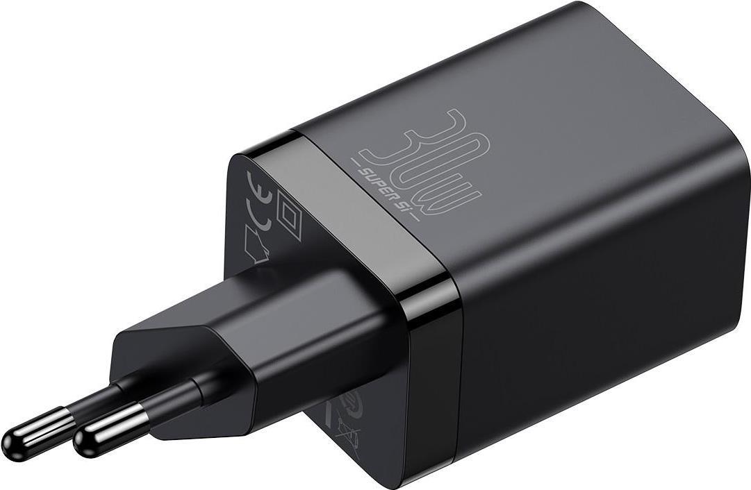 Baseus Super Si Pro Ladegerät USB + USB-C 30W - Schwarz (CCSUPP-E01) von Baseus