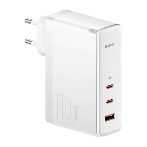 Baseus Travel Charger GaN5 Pro Fast Wall Charger, C+C+U, 140W White EU (CCGP100202) von Baseus