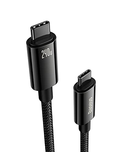 Baseus USB C Kabel 240W 1m, PD Schnellladekabel USB C auf USB C Kabel, Zinklegierung Typ C Ladekabel für iPhone 16 15 14 13 12 Pro, Samsung Galaxy S25 S24 S23 S22 S21 Ultra, MacBook, iPad Pro von Baseus