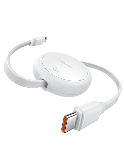 Baseus USB C Kabel, 60W PD 5A QC 4.0 Mini Einziehbar Schnellladekabel USB C auf USB C Kabel, 4-stufige Länge Voreingestellter USB C Ladekabel für iPhone 15 Samsung ipad, Leicht zu Verstauen, Tragbar von Baseus