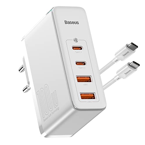 Baseus USB C Schnellladegerät 100 W 4 Ports, Stromversorgung mit GaN Tech, 2C + 2A, Schnellladegerät, Universal für iPhone 12 Pro Max / 12 Mini / 13 / Galaxy/Mac/Laptops/iPad von Baseus