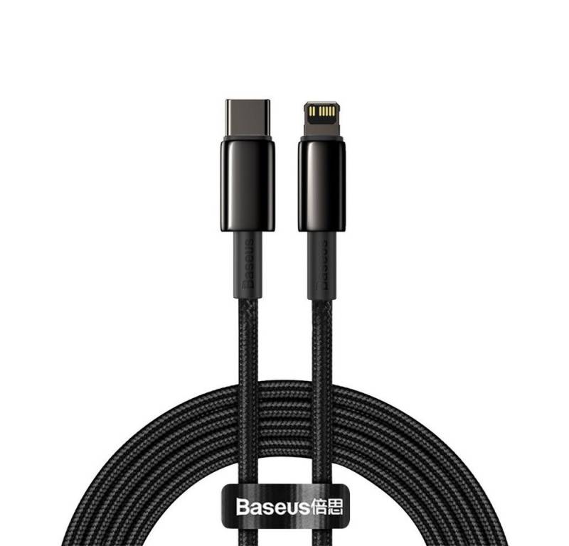Baseus USB-C auf iPhone Kabel 2m, 20W Power Delivery, schwarz Smartphone-Kabel von Baseus
