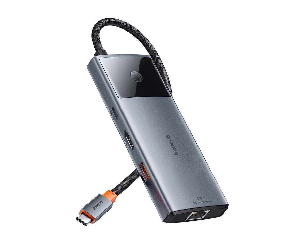 Baseus USB-HUB 6in1 USB-A/USB-C/USB-C PD/HDMI/RJ45 – schwarz USB-Adapter von Baseus