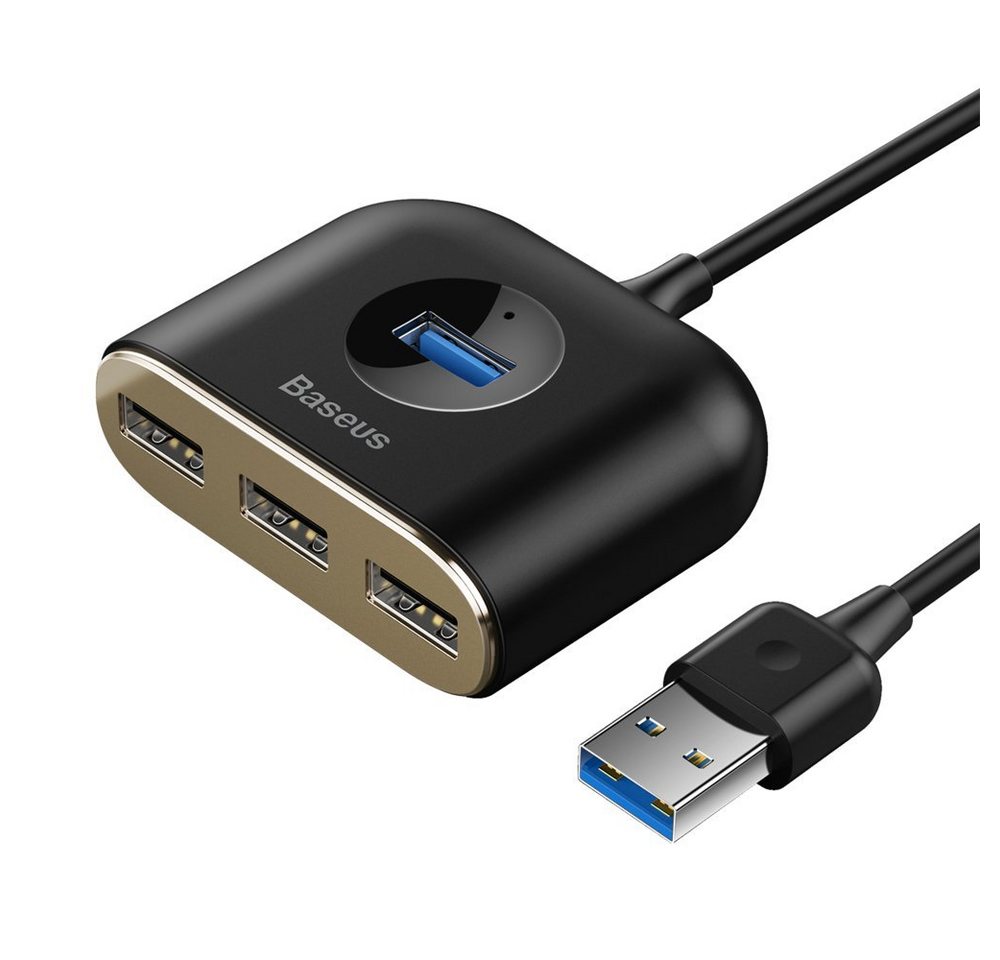 Baseus USB-Verteiler Square Rund 4 in 1 USB HUB Adapter Ladegerät 1m Schwarz von Baseus