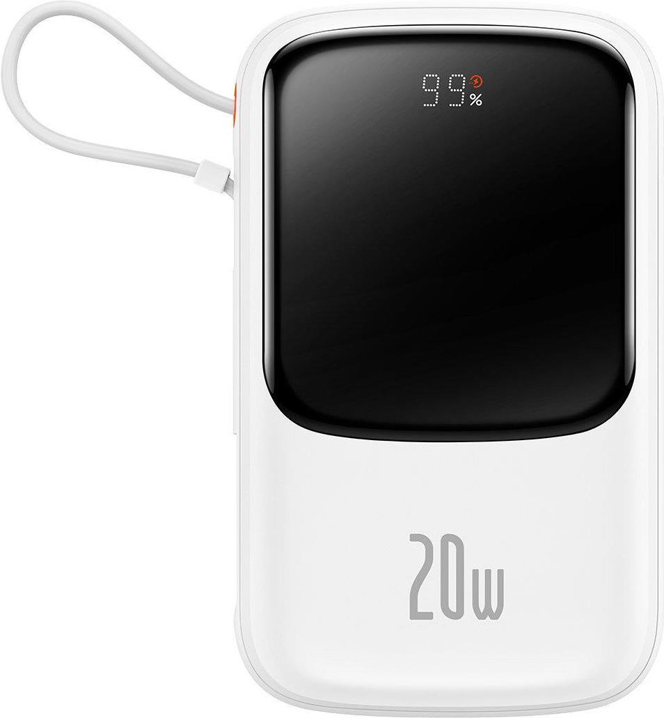 Powerbank Baseus Qpow PRO ohne Kabel, USB-C, 2xUSB, 10000 mAh, 20 W (weiß) (PPQD060002) von Baseus