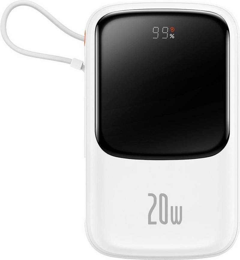 Powerbank Baseus Qpow PRO ohne Kabel, USB-C, 2xUSB, 10000 mAh, 20 W (weiß) (PPQD060002) von Baseus