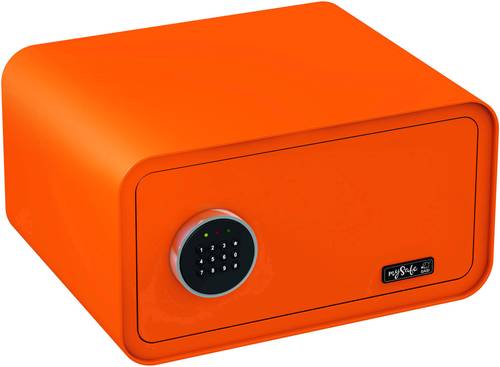 Basi 2018-0001-1900 mySafe 430 Tresor, Einbruchschutztresor Zahlenschloss, Schlüsselschloss Orange von Basi