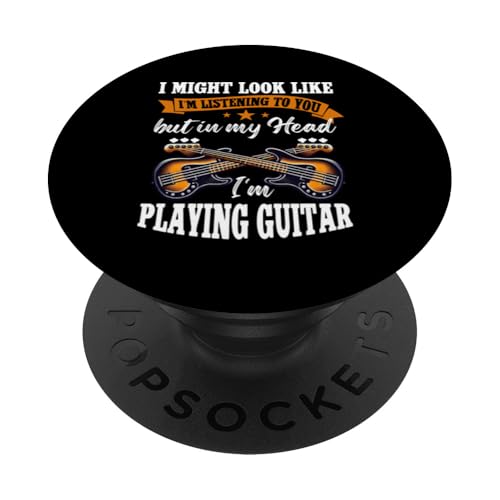 Ich sehe vielleicht aus, als würde ich zuhören, aber Gitarrist spielen PopSockets Klebender PopGrip von Bass Guitar Instrument Bass Guitars Lover Musician