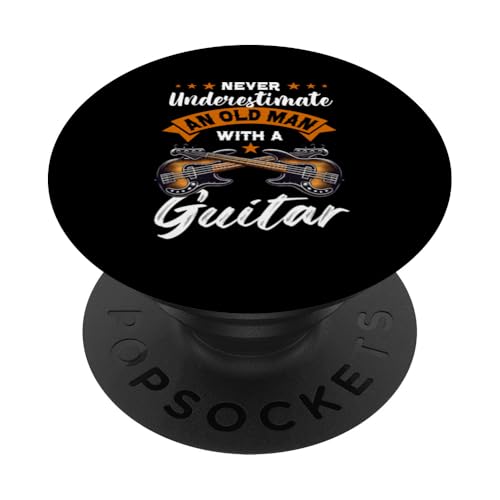 Unterschätze niemals einen alten Mann mit Gitarre und Bassgitarre PopSockets Klebender PopGrip von Bass Guitar Instrument Bass Guitars Lover Musician