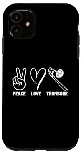 Posaunist Peace Love Posaune Männer Frauen Posaunenspieler Hülle für iPhone 11 von Bass Trombone Gifts For Teen Boys