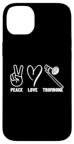 Posaunist Peace Love Posaune Männer Frauen Posaunenspieler Hülle für iPhone 14 Plus von Bass Trombone Gifts For Teen Boys