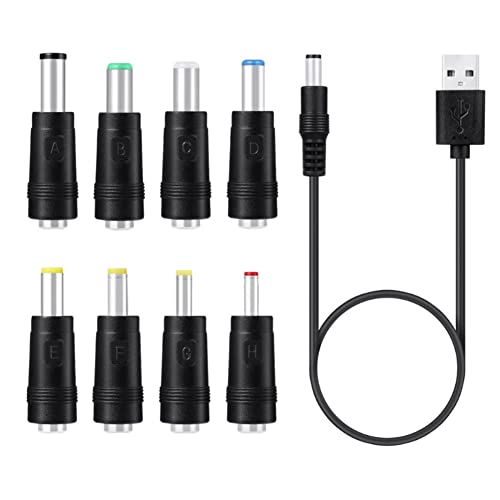 Bassulouda 8 in 1 5 V USB auf DC 5,5 x 2,1 mm 3,5 mm 4,0 mm 4,8 mm 6,4 mm 5,5 x 2,5 mm 6,3 mm Plug Ladekabel für Lüfter Lautsprecher Router Lampe LED von Bassulouda