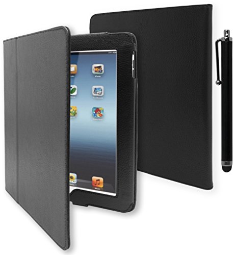 Bastex Schutzhülle für iPad 1, Kunstleder, mit integriertem Ständer, Schwarz von Bastex