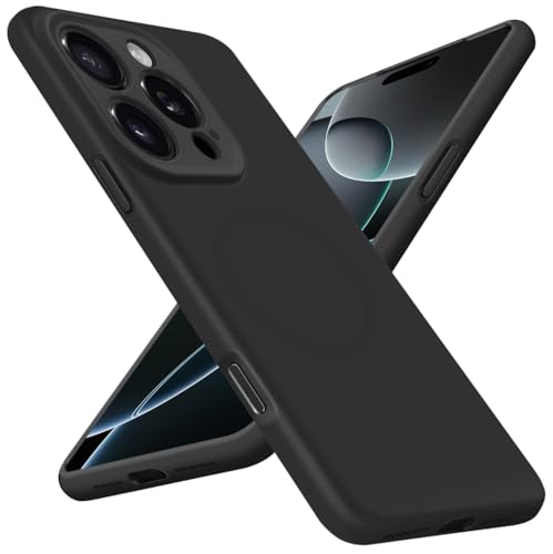 Bastmei Handyhülle Für iPhone 16 Pro Max Hülle Mit Magsafe, [Soft TPU Silikon] Schutzhülle Samtige Touch Stoßfest Anti-Kratzen Kameraschutz rutschfest Matt Case Für iPhone 16 Pro Max 6,9" -Schwarz von Bastmei