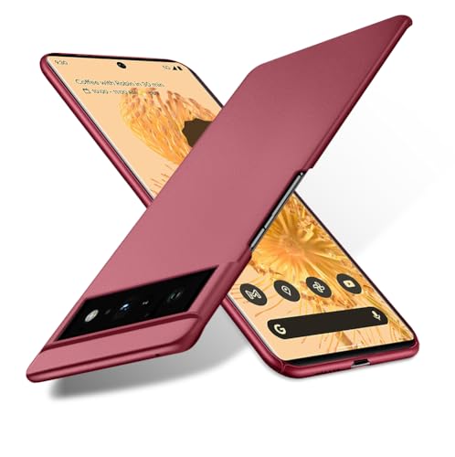Bastmei für Google Pixel 6 Pro Hülle (2021), Extrem Leicht Ultraleicht Super Slim Kameraschutz Hard PC Cover Case für Google Pixel 6 Pro(2021).(Kies Weinrot) von Bastmei