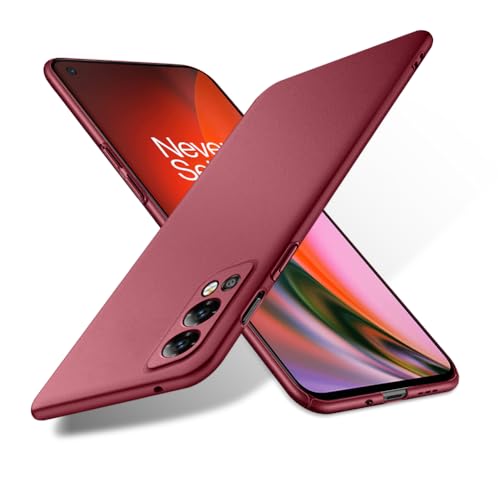 Bastmei für OnePlus Nord 2 5G Hülle, Ultraleicht Ultradünn Kratzfest rutschfest Kameraschutz Mattierte Textur Hart PC Handyhülle Hülle für OnePlus Nord 2 5G (Weinrot) von Bastmei