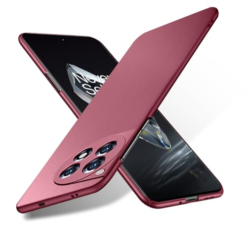 Bastmei Handyhülle Für Oneplus 12R 5G Hülle, Ultraleicht dünne Thin Fit Cover, Harte PC Rückseite, Kameraschutz rutschfest Mattierte Case Kompatibel mit Oneplus 12R 2024 - Weinrot von Bastmei