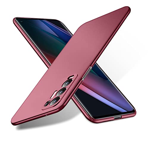 Bastmei für Oppo Find X3 Neo 5G Hülle, Ultraleicht Ultradünn Kratzfest rutschfest Kameraschutz Mattierte Textur Hart PC Handyhülle Hülle für Oppo Find X3 Neo 5G (Weinrot, Mattierte) von Bastmei