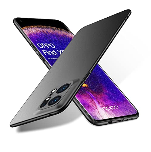 Bastmei für Oppo Find X5 Pro 5G Hülle, Ultraleicht Ultradünn Kratzfest rutschfest Kameraschutz Mattierte Textur Hart PC Handyhülle Hülle für Oppo Find X5 Pro 5G (Schwarz) von Bastmei