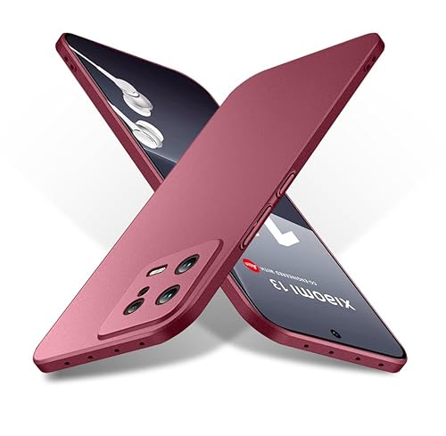 Bastmei für Xiaomi 13 5G (2023) Hülle, Ultraleicht Ultradünn Kratzfest rutschfest Kameraschutz Mattierte Textur Hart PC Handyhülle Hülle für Xiaomi 13 5G (2023)(Weinrot) von Bastmei