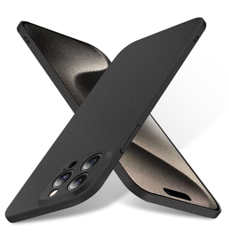 Bastmei für iPhone 15 Pro Max Hülle 6.7", Ultraleicht Ultradünn Kratzfest rutschfest Kameraschutz Mattierte Textur Hart PC Handyhülle Hülle für iPhone 15 Pro Max (Schwarz) von Bastmei