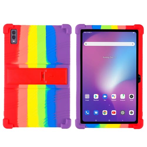 Schutzhülle für Blackview Tab 11 SE 10.36 Tablet, kinderfreundlich, weiches Silikon, verstellbarer Ständer, Abdeckung für Blackview Tab 11 SE (Regenbogen) von BastralBloom