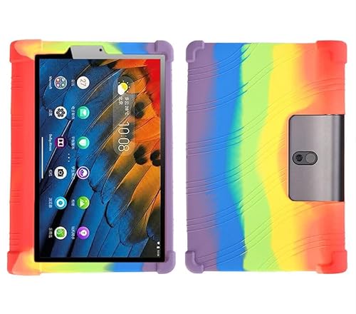 Schutzhülle für Lenovo Yoga Smart Tab YT-X705F 25,7 cm (10,1 Zoll), kinderfreundlich, weiches Silikon, verstellbarer Ständer, Abdeckung für Yoga, Smart Tab mit PC-Ständer, Regenbogenfarben von BastralBloom
