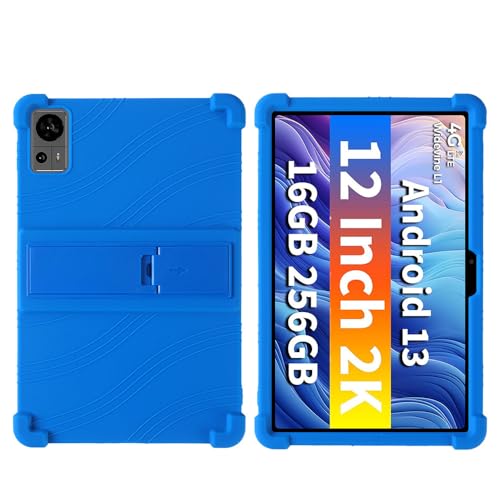 Silikon-Schutzhülle für Teclast T60 12 Zoll Tablethülle, kinderfreundlich, weiches Silikon, verstellbarer Ständer, Abdeckung für Teclast T60 12 Zoll PC-Ständer (Dunkelblau) von BastralBloom