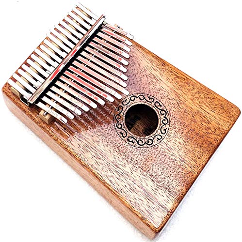 17 Tasten Kalimba Daumen Klavier Hochwertiger Korpus aus massivem Mahagoni mit Lernbuch, Stimmhammer, Beuteltasche, Aufkleber, zweisprachiger Anleitung von Batking