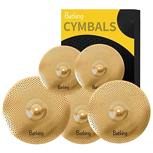 Batking Becken-Set mit niedrigem Volumen, 60% - 70% 14/16/18/20 Zoll leise Becken Set mit 5 Stück zum Üben Batking Becken-Set mit niedrigem Volumen, 60% - 70% 14/16/18/20 Zoll leise Becken Set mit 5 Stück zum Üben von Batking