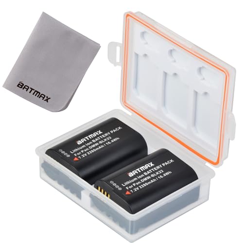 Batmax 2Pcs 2280mah DMW-BLK22 Akku mit Batteriefach & Speicherkartenfach für Panasonic LUMIX DC-S5 DC-SSK DC-G9 DC-GH5 DC-GH5 II DC-GH5S DC-GH6 Kamera von Batmax