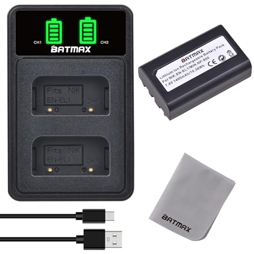 Batmax EN-EL1 Batterie und Ladegerät für Nikon COOLPIX 4300, COOLPIX 4500, Coolpix 4800, COOLPIX 5000, COOLPIX 5400, COOLPIX 5700, COOLPIX 775, COOLPIX 8700, COOLPIX 880, COOLPIX 885, COOLPIX 995 Batmax EN-EL1 Batterie und Ladegerät für Nikon COOLPIX 4300, COOLPIX 4500, Coolpix 4800, COOLPIX 5000, COOLPIX 5400, COOLPIX 5700, COOLPIX 775, COOLPIX 8700, COOLPIX 880, COOLPIX 885, COOLPIX 995 von Batmax