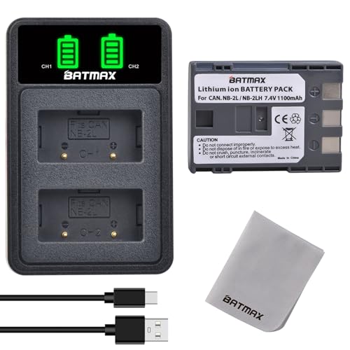 Batmax NB-2L Akku und Akku Ladegerät Set für Canon NB-2L NB-2LH HF R10, PowerShot G7 G9 S30 S40 S45 S50 S60 S70 S80 EOS 350D 400D HV30 HV40 DC300 HG10 IXDVY MD 3 DV55 DV3 FV M20 M30 M100 M200 M500 Batmax NB-2L Akku und Akku Ladegerät Set für Canon NB-2L NB-2LH HF R10, PowerShot G7 G9 S30 S40 S45 S50 S60 S70 S80 EOS 350D 400D HV30 HV40 DC300 HG10 IXDVY MD 3 DV55 DV3 FV M20 M30 M100 M200 M500 von Batmax