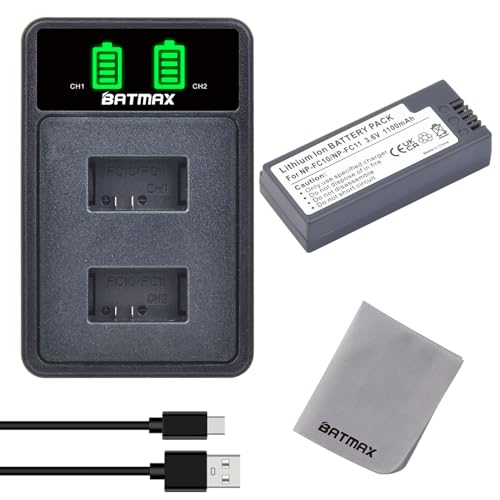 Batmax NP-FC10 NP-FC11 Akku und USB-Ladegerät Kompatibel mit Sony Cyber-Shot DSC-F77 DSC-F77A DSC-P2 DSC-P3 DSC-P5 DSC-P7 DSC-P8 DSC-P9 DSC-P10 DSC-P12 von Batmax