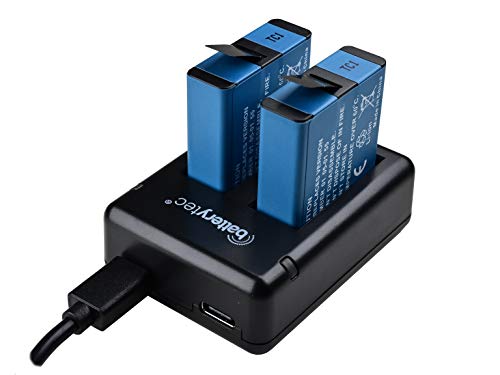 Batterytec Akku (2 Pack) und 2 Kanal USB Ladegerät für Gopro Hero 8 Black, Hero 7, Hero 6 Black mit Typ-C USB Kabel von Batterytec
