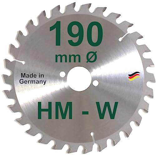 HM Sägeblatt 190 x 30 mm Zähne 30 W Kreissägeblatt Hartmetall 190mm Ersatzsägeblatt für AEG Atlas Copco Black & Decker Bosch De Walt Elu Festo Hitachi Holz-Her Mafell Makita Scheer Skil Handkreissäge von BauSupermarkt24