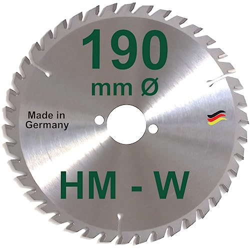 HM Sägeblatt 190 x 30 mm Zähne 42 W Kreissägeblatt Hartmetall 190mm Ersatzsägeblatt für AEG Atlas Copco Black & Decker Bosch De Walt Elu Festo Hitachi Holz-Her Mafell Makita Scheer Skil Handkreissäge von BauSupermarkt24