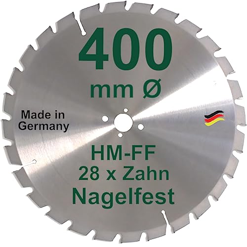 HM Sägeblatt 400 x 30 mm NAGELFEST FF Hartmetall FSP Kreissägeblatt 400mm für Bauholz Brennholz Schalholz Leimholz zum Sägen mit Wippsäge Tischkreissäge Kreissäge Kappsäge Brennholzsäge Tischsäge von BauSupermarkt24