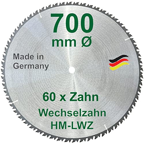 HM-Sägeblatt – 60 ZÄHNE - Ø 700 x 30 mm LWZ Wechsel-Zahn Hartmetall WZ Präzisions-Kreissägeblatt mit Spanabweiser für Hartholz Naturholz Brennholz Leimholz Wippsäge Tischkreissäge Kreissäge Kappsäge HM-Sägeblatt – 60 ZÄHNE - Ø 700 x 30 mm LWZ Wechsel-Zahn Hartmetall WZ Präzisions-Kreissägeblatt mit Spanabweiser für Hartholz Naturholz Brennholz Leimholz Wippsäge Tischkreissäge Kreissäge Kappsäge von BauSupermarkt24