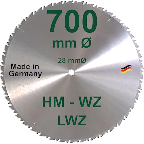 HM Sägeblatt 700 x 28 mm LWZ Hartmetall Präzision Kreissägeblatt 700mm Wechselzahn mit Spanabweiser für Naturholz Brennholz Hartholz Leimholz Wippsäge Tischkreissäge Kreissäge Kappsäge Brennholzsäge von BauSupermarkt24