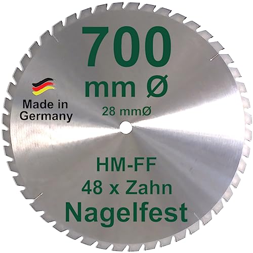 HM Sägeblatt 700 x 28 mm NAGELFEST FF Hartmetall FSP Kreissägeblatt 700mm für Bauholz Brennholz Schalholz Leimholz Sägen mit Wippsäge Tischkreissäge Kreissäge Kappsäge Brennholzsäge Tischsäge 700mm von BauSupermarkt24