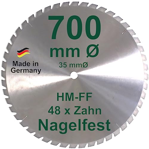 HM Sägeblatt 700 x 35 mm NAGELFEST FF Hartmetall FSP Kreissägeblatt 700mm für Bauholz Brennholz Schalholz Leimholz zum Sägen mit Wippsäge Tischkreissäge Kreissäge Kappsäge Brennholzsäge Tischsäge von BauSupermarkt24