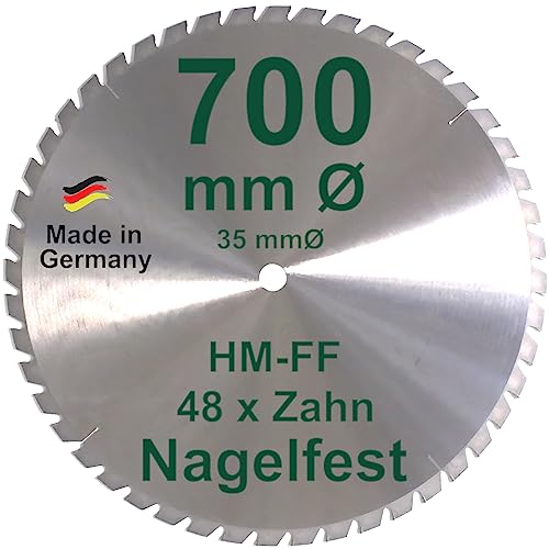 HM Sägeblatt 700 x 35 mm NAGELFEST FF Hartmetall FSP Kreissägeblatt 700mm für Bauholz Schalholz Leimholz Brennholz zum Sägen mit Tischkreissäge Kreissäge Wippsäge Kappsäge Brennholzsäge Tischsäge von BauSupermarkt24