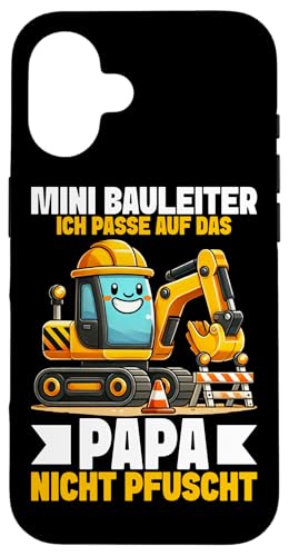 Mini Bauleiter Baustelle Jungen Bagger Kinder Bauindustrie Hülle für iPhone 16 von Bauarbeiter Baumaschinen Kinder Geschenke Jungen